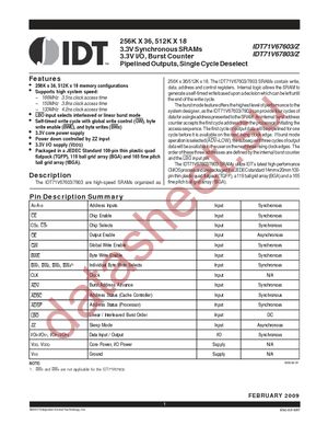 IDT71V67603S150BGG datasheet  